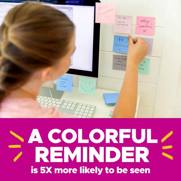 slide 6 of 9, Post-It Paper Super Sticky Notes, 420 Total Notes, Pack Of 6 Pads, 4"" X 4"", 100% Recycled, Wanderlust Pastels, 70 Sheets Per Pad, 6 ct