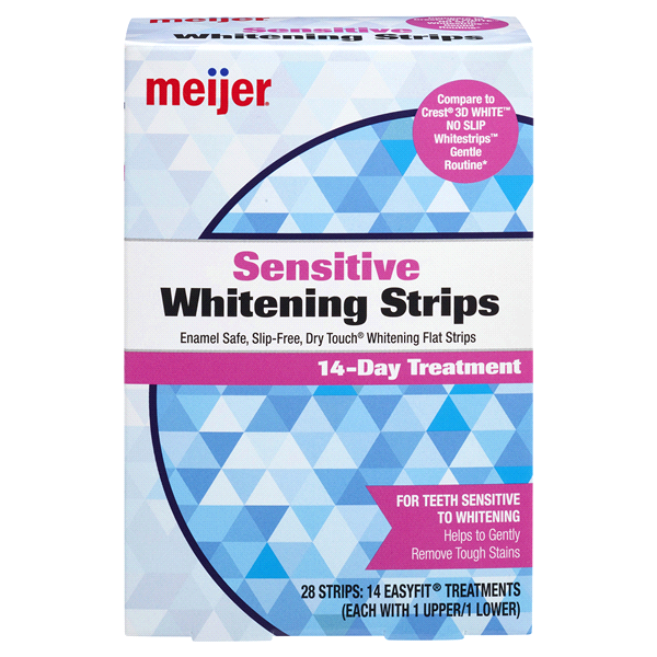 slide 1 of 4, Meijer Sensitive Whitening Strips, 14 Day Treatment, 28 Strips, 1 ct