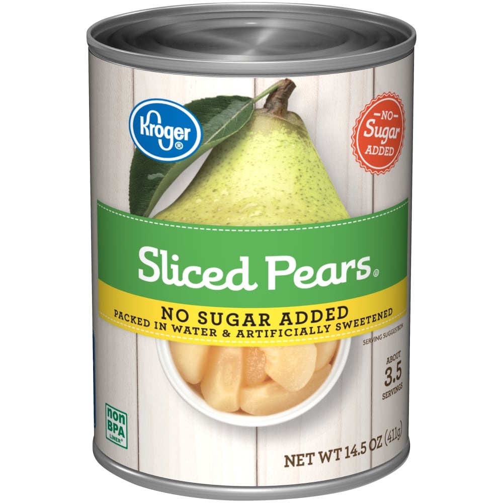 slide 1 of 1, Kroger Sliced Pears - No Sugar Added, 14.5 oz