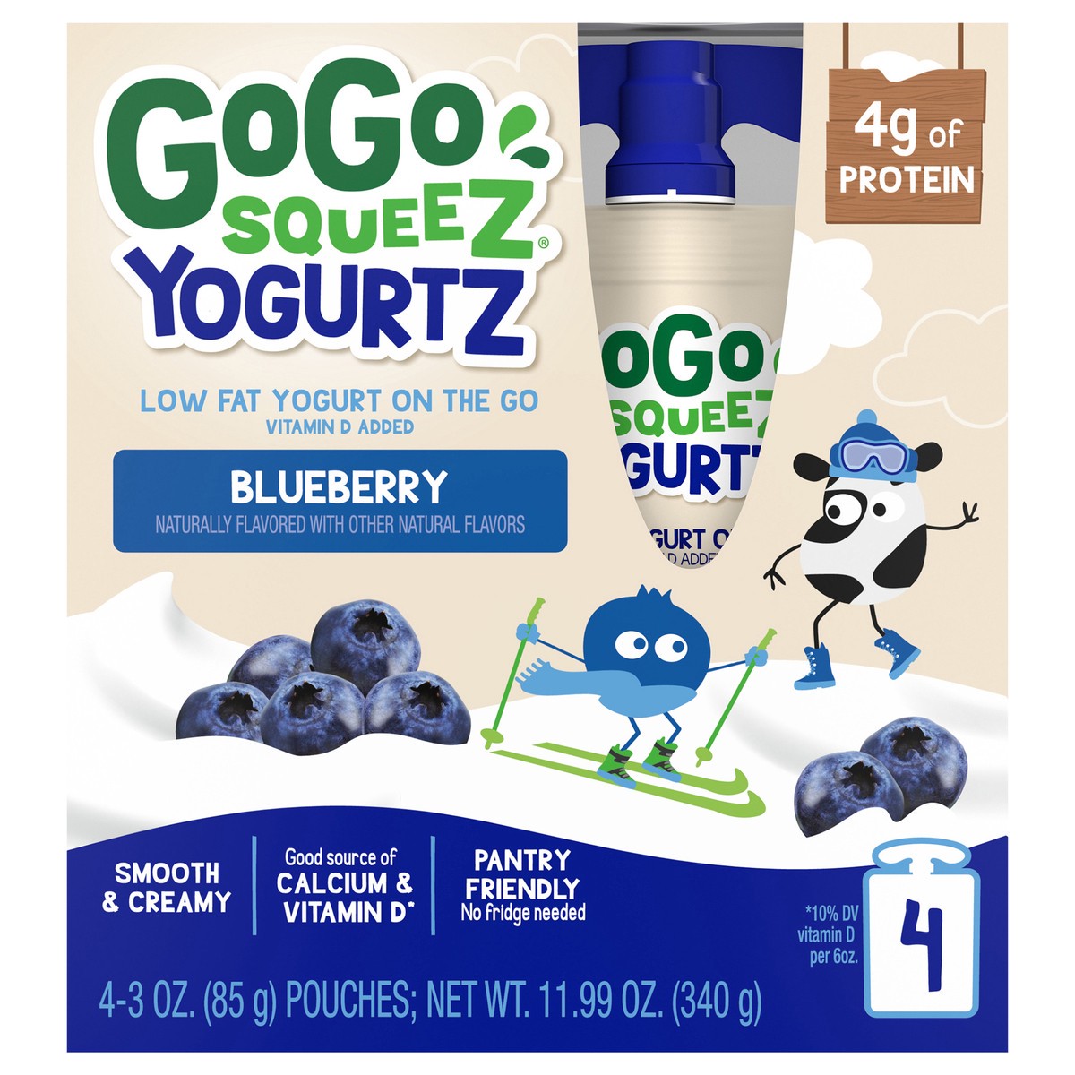 slide 2 of 11, GoGo squeeZ Low Fat Blueberry Yogurtz 4 - 3 oz Pouches, 4 ct