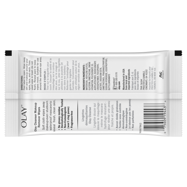 slide 14 of 19, Olay Cleanse Makeup Remover Wipes, Fragrance Free, 25 count, 25 ct