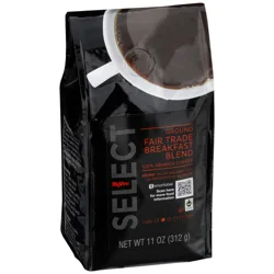 Hy-vee Select Medium Light Roast Fair Trade Breakfast Blend 100% Arabica Ground Coffee - 11 oz
