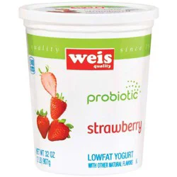 Weis Quality Strawberry Probiotic Lowfat Yogurt - 32 oz