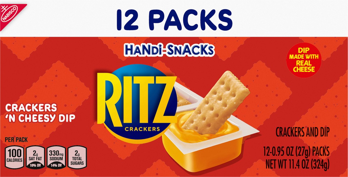 slide 9 of 9, Handi-Snacks Ritz Crackers'N Cheese Dip, 12 ct; 0.95 oz