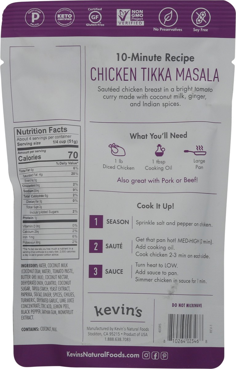 slide 9 of 9, Kevin's Natural Foods Paleo Keto Tikka Masala Sauce 7 oz, 7 oz