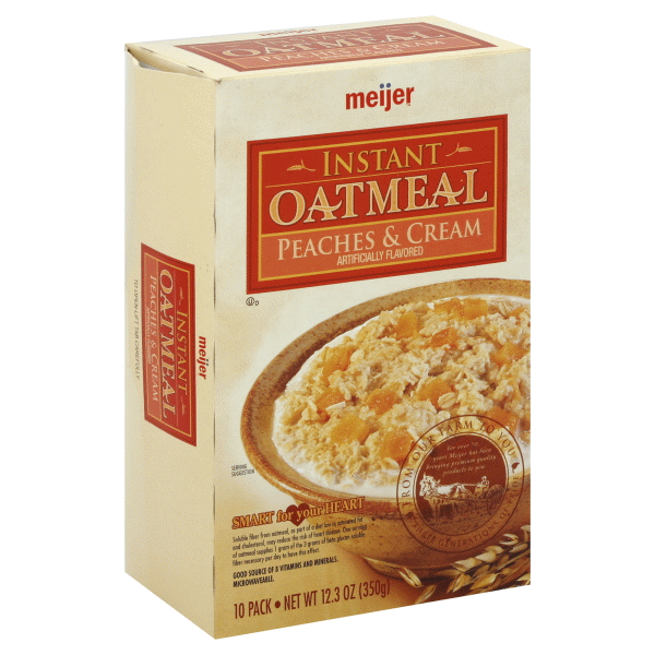 slide 1 of 1, Meijer Instant Oatmeal Peaches & Cream, 12.3 oz