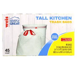 Weis Quality 13 Gallon Tall Kitchen Bags with Drawstrings