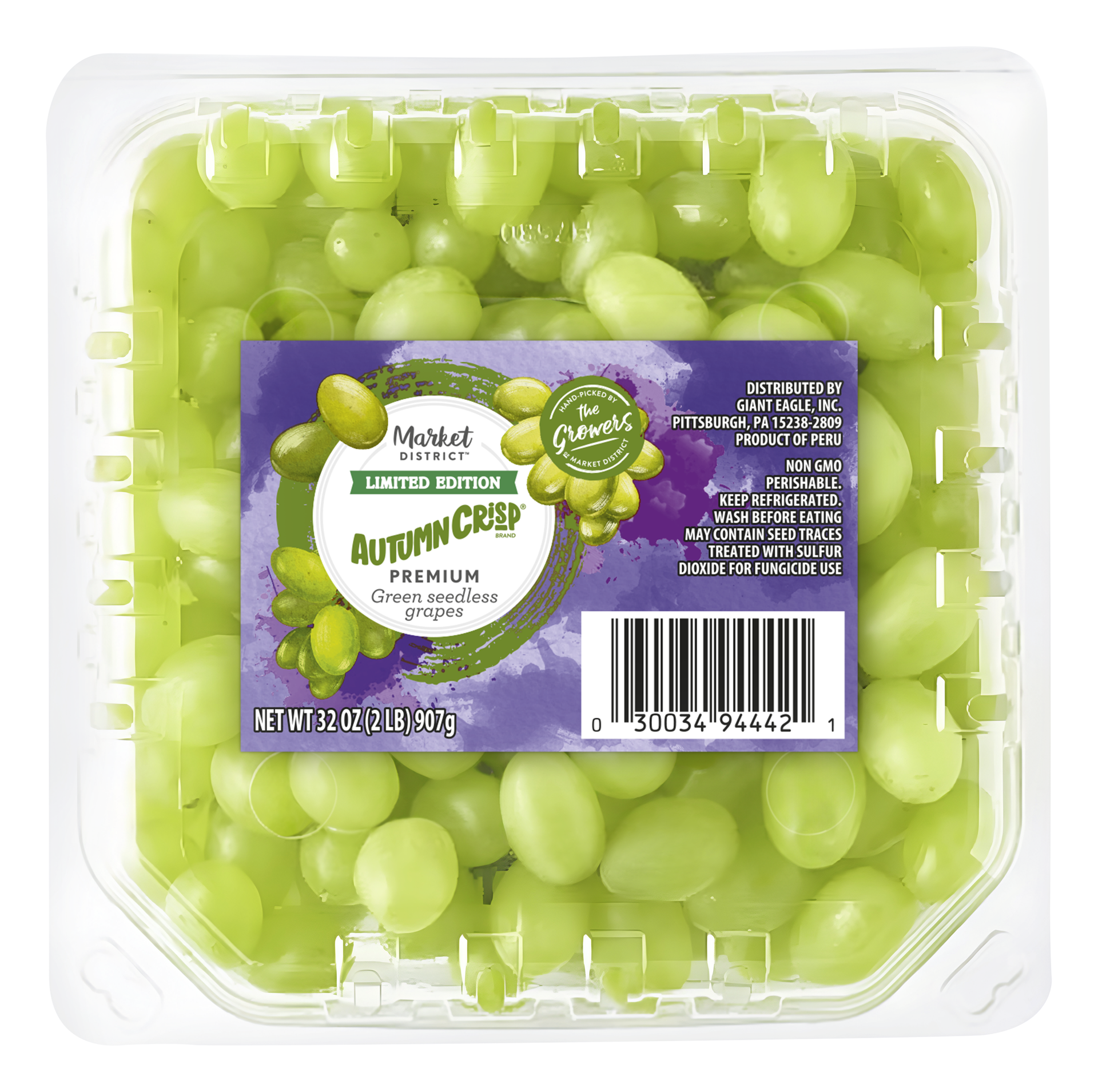 slide 1 of 1, Market District Grapes, Green Seedless, Autumn Crisp, 32 oz