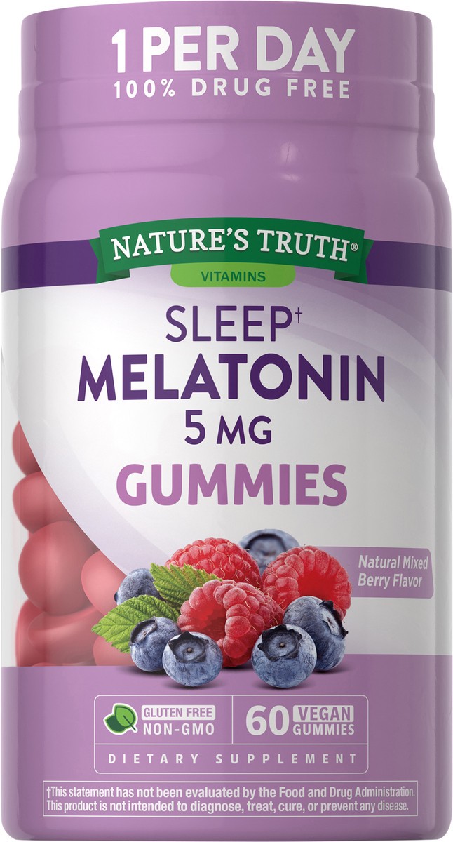 slide 6 of 8, Nature's Truth Melatonin 5mg (per 1) 60 Gummies, 60 ct