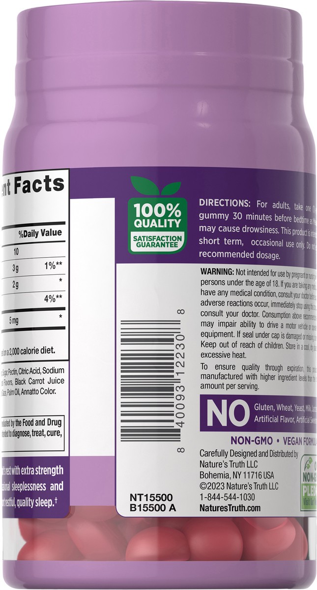 slide 5 of 8, Nature's Truth Melatonin 5mg (per 1) 60 Gummies, 60 ct