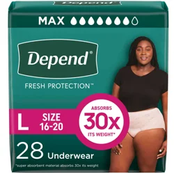 Depend Fresh Protection Adult Incontinence & Postpartum Bladder Leak Underwear for Women, Disposable, Maximum, Large, Blush, 28 Count