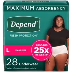 Depend Fresh Protection Adult Incontinence &amp; Postpartum Bladder Leak Underwear for Women, Disposable, Maximum, Large, Blush, 28 Count