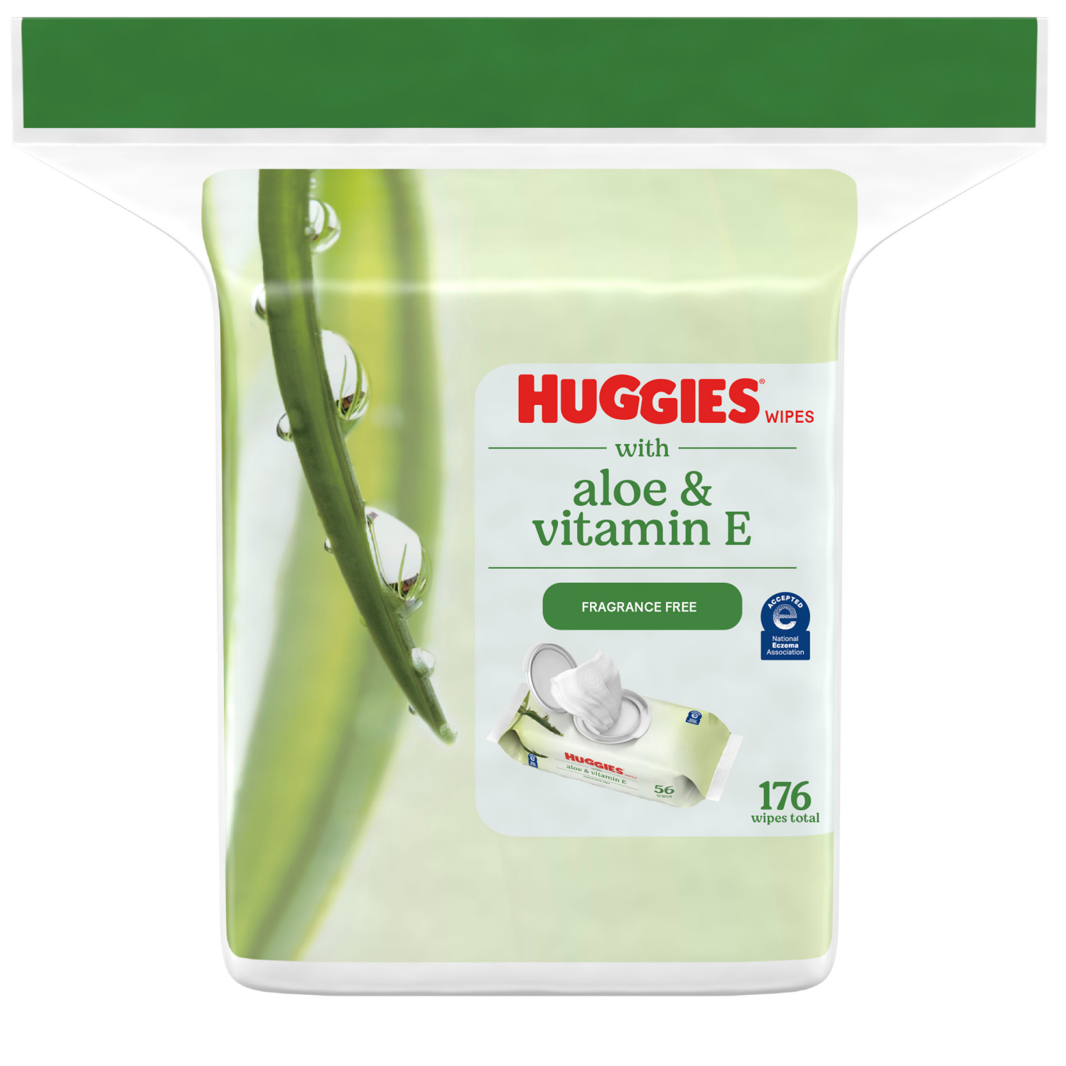 slide 5 of 7, Huggies Wipes with Aloe & Vitamin E, Unscented, 1 Refill Pack (176 Wipes Total), 176 ct