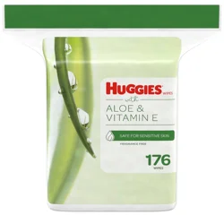 Huggies Wipes with Aloe & Vitamin E, Unscented, 1 Refill Pack (176 Wipes Total)