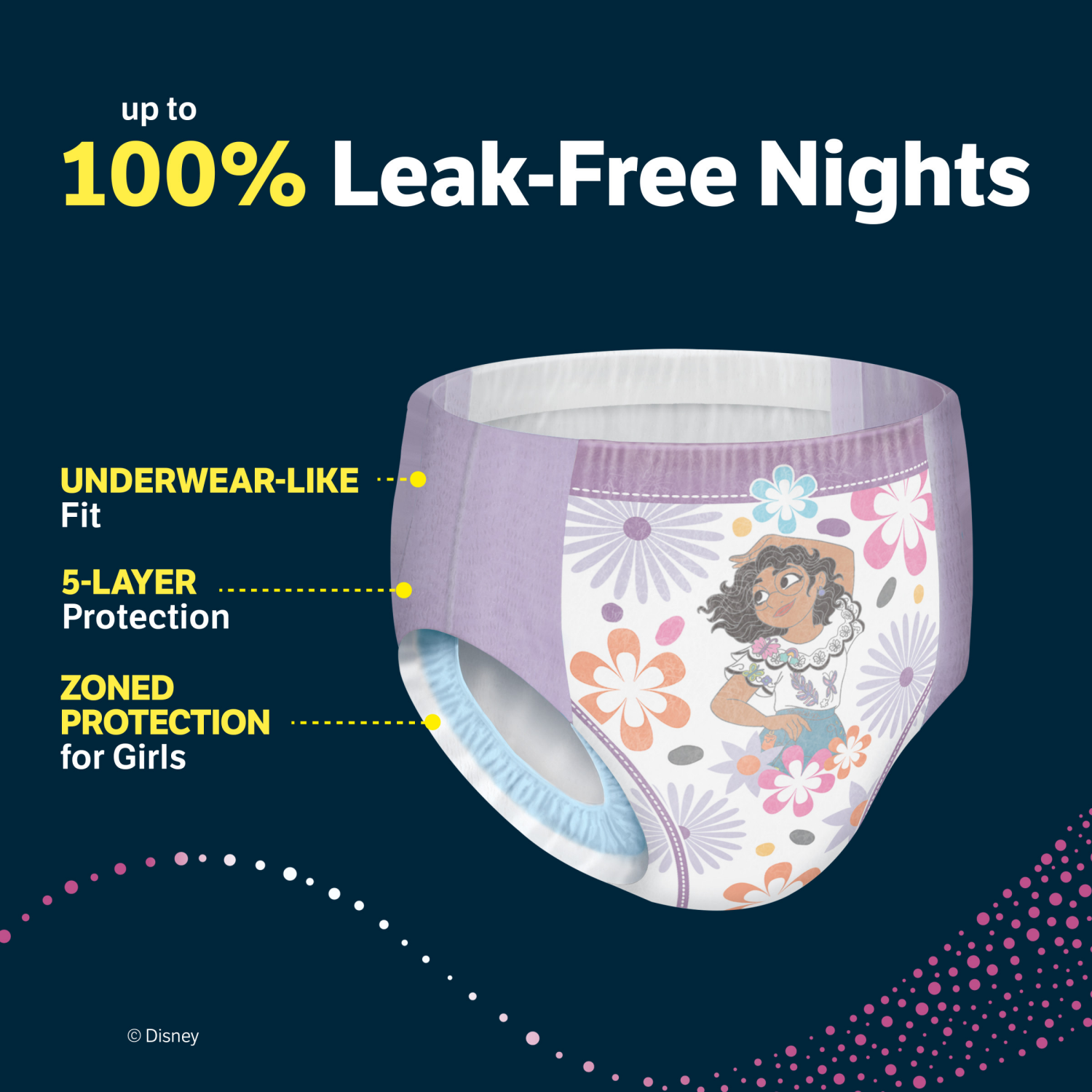 slide 4 of 8, Goodnites Girls' Nighttime Bedwetting Underwear, Size S/M (43-68 lbs), 44 Ct, 44 ct