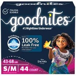 Goodnites Girls' Nighttime Bedwetting Underwear, Size S/M (43-68 lbs), 44 Ct
