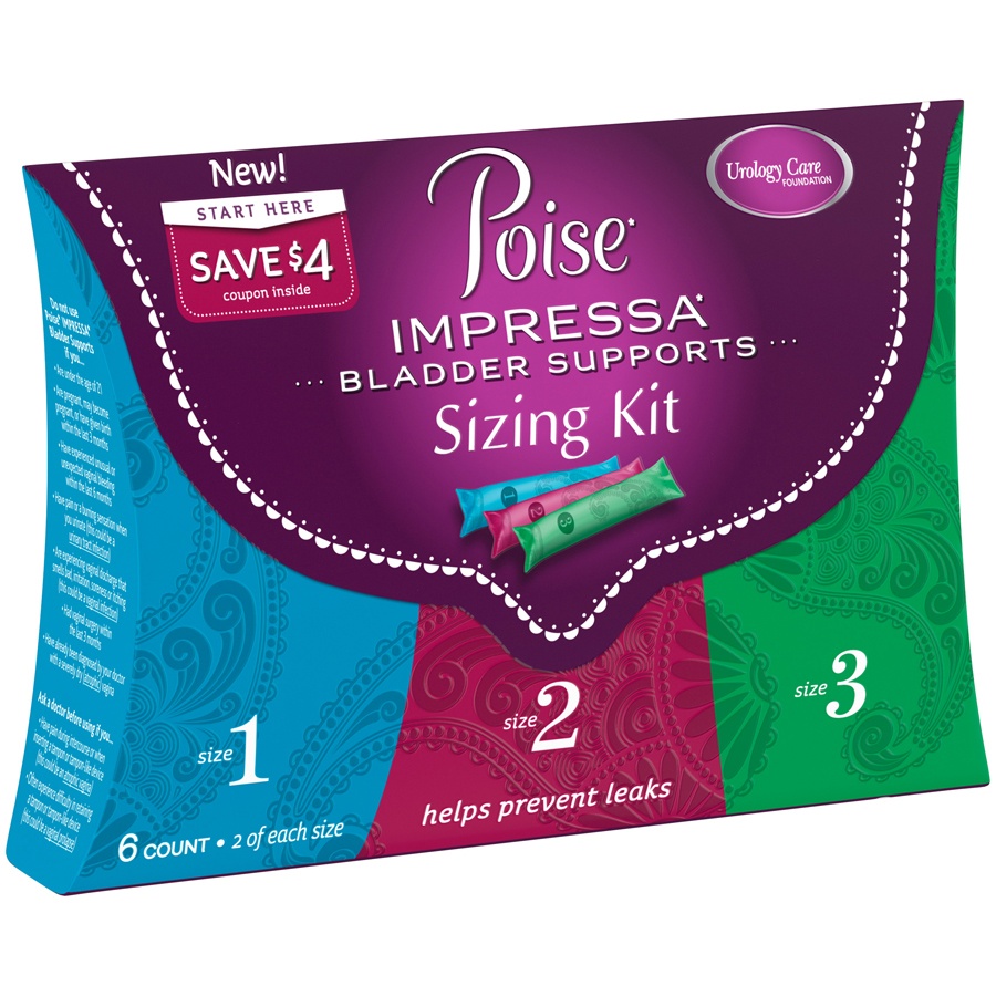 slide 3 of 3, Poise Impressa Bladder Supports Sizing Kit, 6 ct