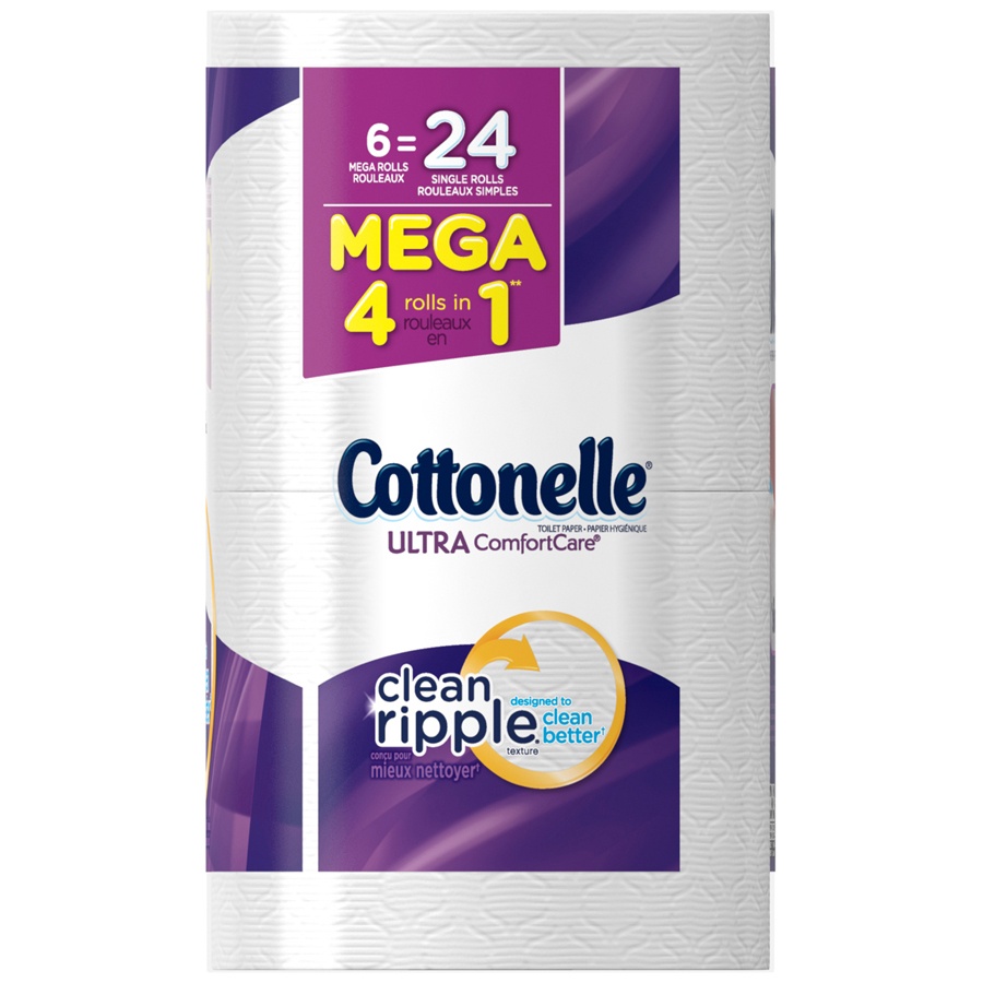 slide 3 of 3, Cottonelle Ultra Comfort Care Mega Roll Toilet Paper, 6 ct