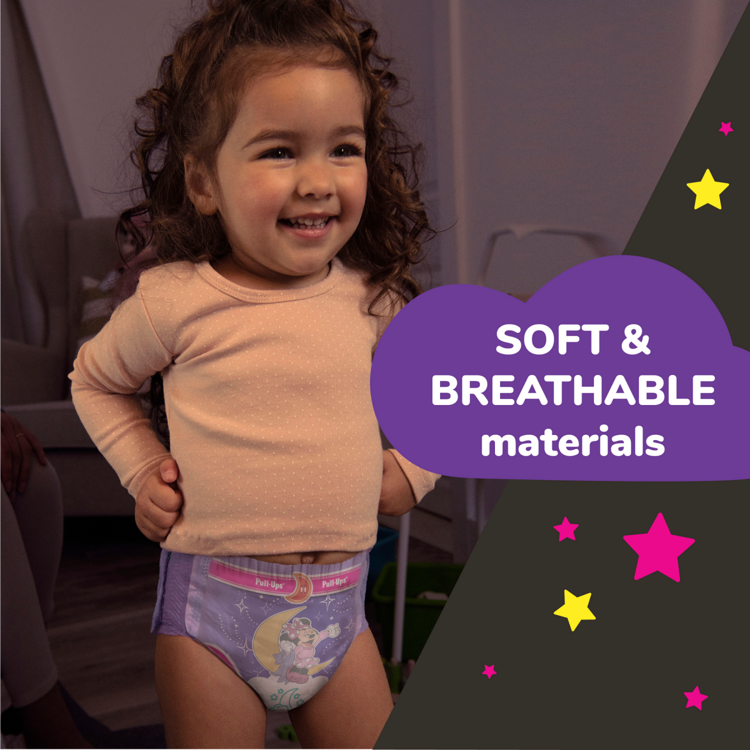slide 3 of 8, Pull-Ups Girls' Night-Time Potty Training Pants, 3T-4T (32-40 lbs), 60 Ct, 60 ct