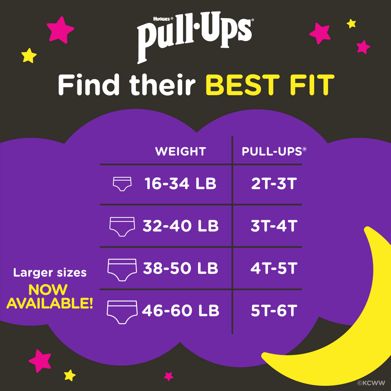 slide 6 of 8, Pull-Ups Girls' Night-Time Potty Training Pants, 3T-4T (32-40 lbs), 60 Ct, 60 ct