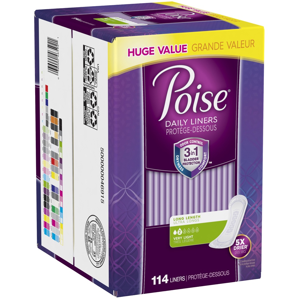 Poise Incontinence Very Light Absorbency Panty Liners Long 114 ct Shipt