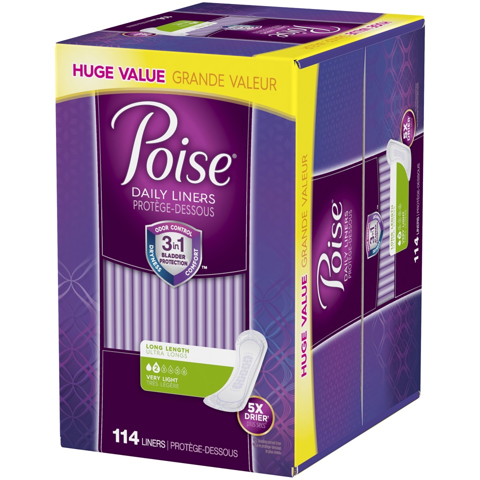 Poise Incontinence Very Light Absorbency Panty Liners Long 114 ct Shipt