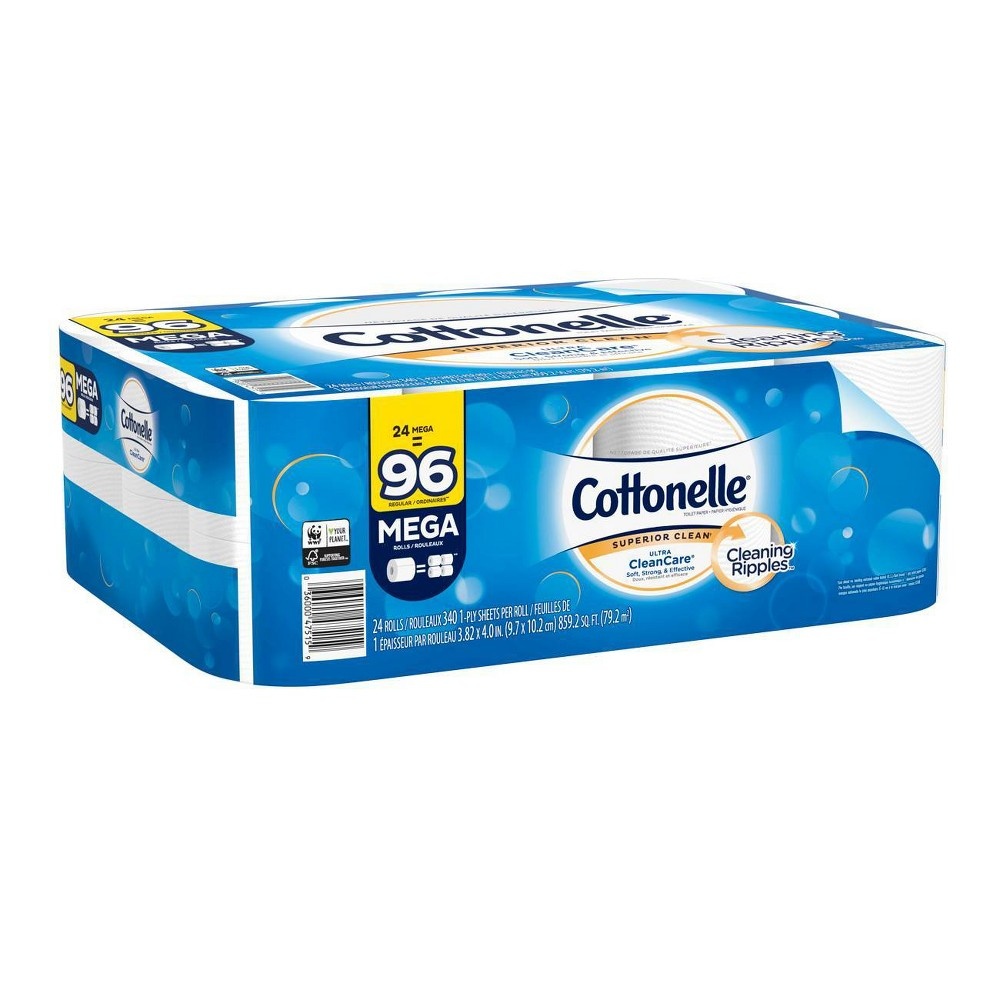 slide 4 of 5, Cottonelle Ultra Cleancare Mega Toilet Paper Rolls, 24 ct