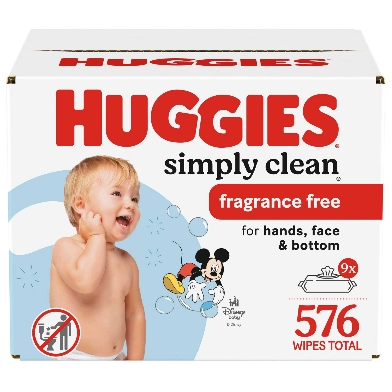 slide 1 of 8, Huggies Simply Clean Unscented Baby Wipes, 9 Flip-Top Packs (576 Wipes Total), 9 ct