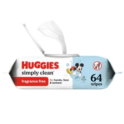 Huggies Simply Clean Unscented Baby Wipes, 1 Flip-Top Pack (64 Wipes Total) (Select for More)