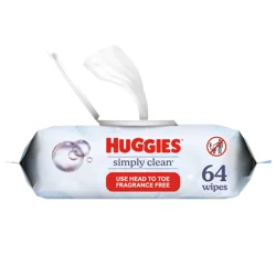 Huggies Simply Clean Unscented Wipes, 1 Flip-Top Pack (64 Wipes Total)