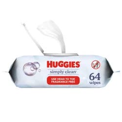 Huggies Simply Clean Unscented Wipes, 1 Flip-Top Pack (64 Wipes Total)