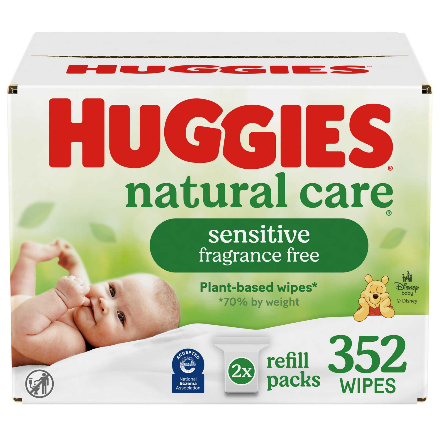 slide 1 of 8, Huggies Natural Care Sensitive Baby Wipes, Unscented, 2 Refill Packs (352 Wipes Total), 2 ct