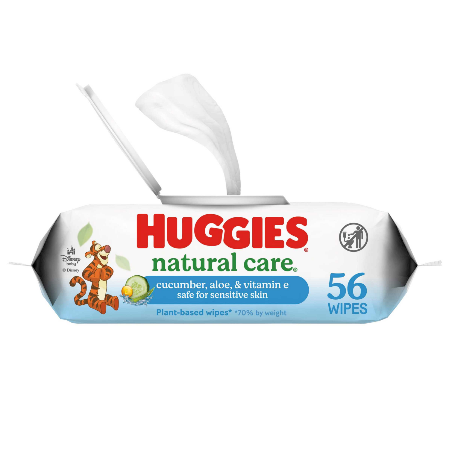 slide 1 of 8, Huggies Natural Care Cucumber, Aloe and Vitamin E Baby Wipes, Scented, 1 Flip-Top Pack (56 Wipes Total), 56 ct