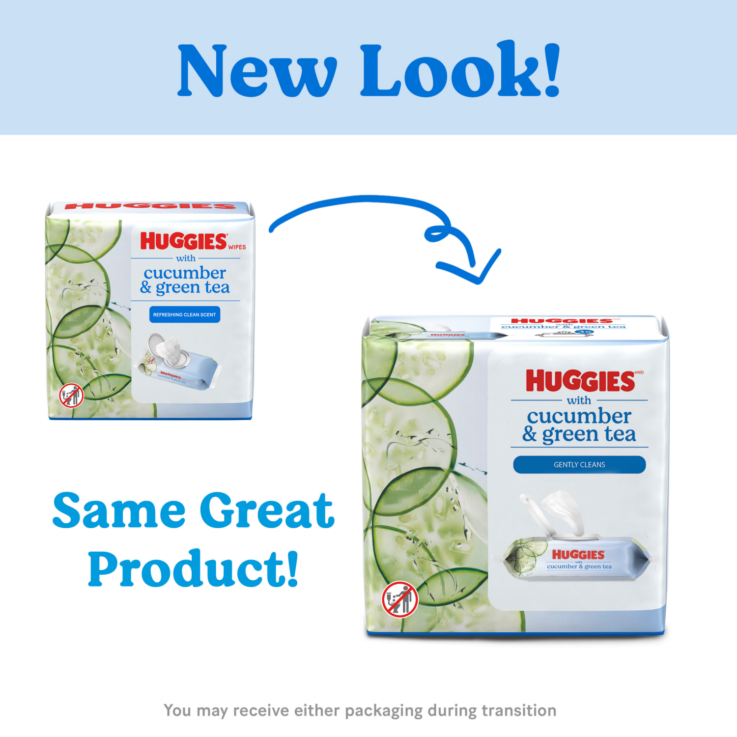 slide 5 of 7, Huggies Scented Cucumber & Green Tea Wipes, 3 Flip-Top Packs (168 Wipes Total), 168 ct