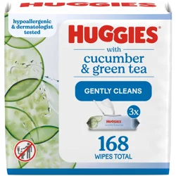 Huggies Scented Cucumber & Green Tea Wipes, 3 Flip-Top Packs (168 Wipes Total)