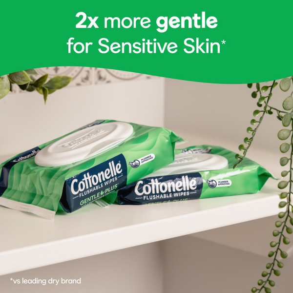 slide 17 of 29, Cottonelle GentlePlus Flushable Wet Wipes with Aloe & Vitamin E, Adult Wet Wipes, 4 Flip-Top Packs, 42 Wipes per Pack (168 Total Flushable Wipes), 4 ct