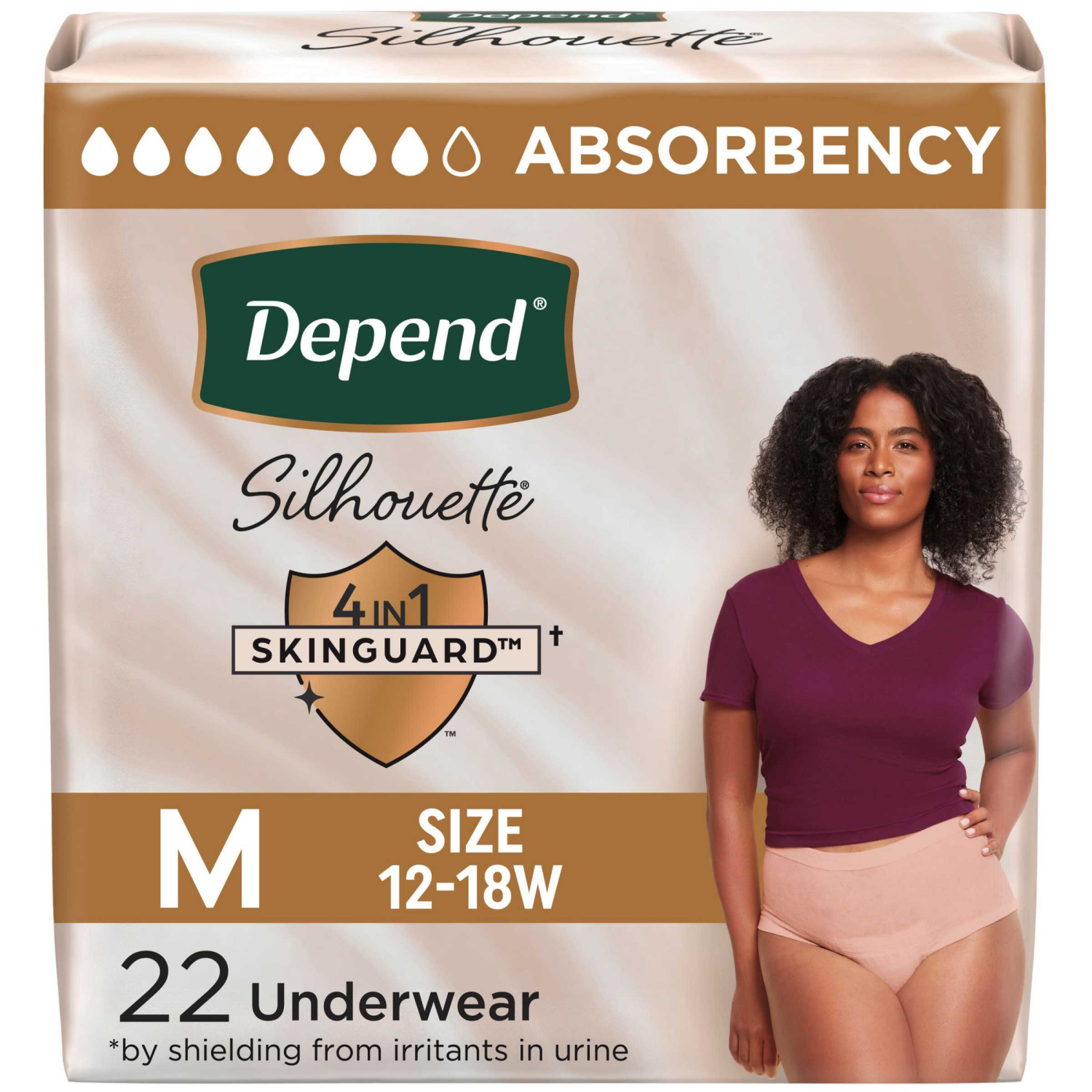 slide 1 of 8, Depend Silhouette Adult Incontinence & Postpartum Bladder Leak Underwear for Women, Maximum Absorbency, Medium, Pink, 22 Count, 22 ct