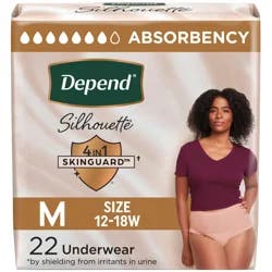 Depend Silhouette Adult Incontinence & Postpartum Bladder Leak Underwear for Women, Maximum Absorbency, Medium, Pink, 22 Count