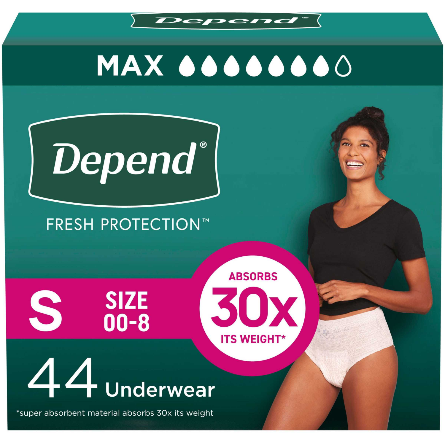 slide 1 of 8, Depend Fresh Protection Adult Incontinence Underwear for Women (Formerly Depend Fit-Flex), Disposable, Maximum, Small, Blush, 44 Count, 44 ct