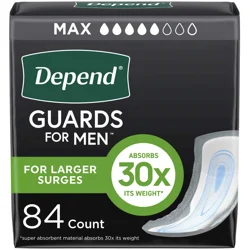 Depend Guards Incontinence Pads for Men, Maximum Absorbency, 84 Count