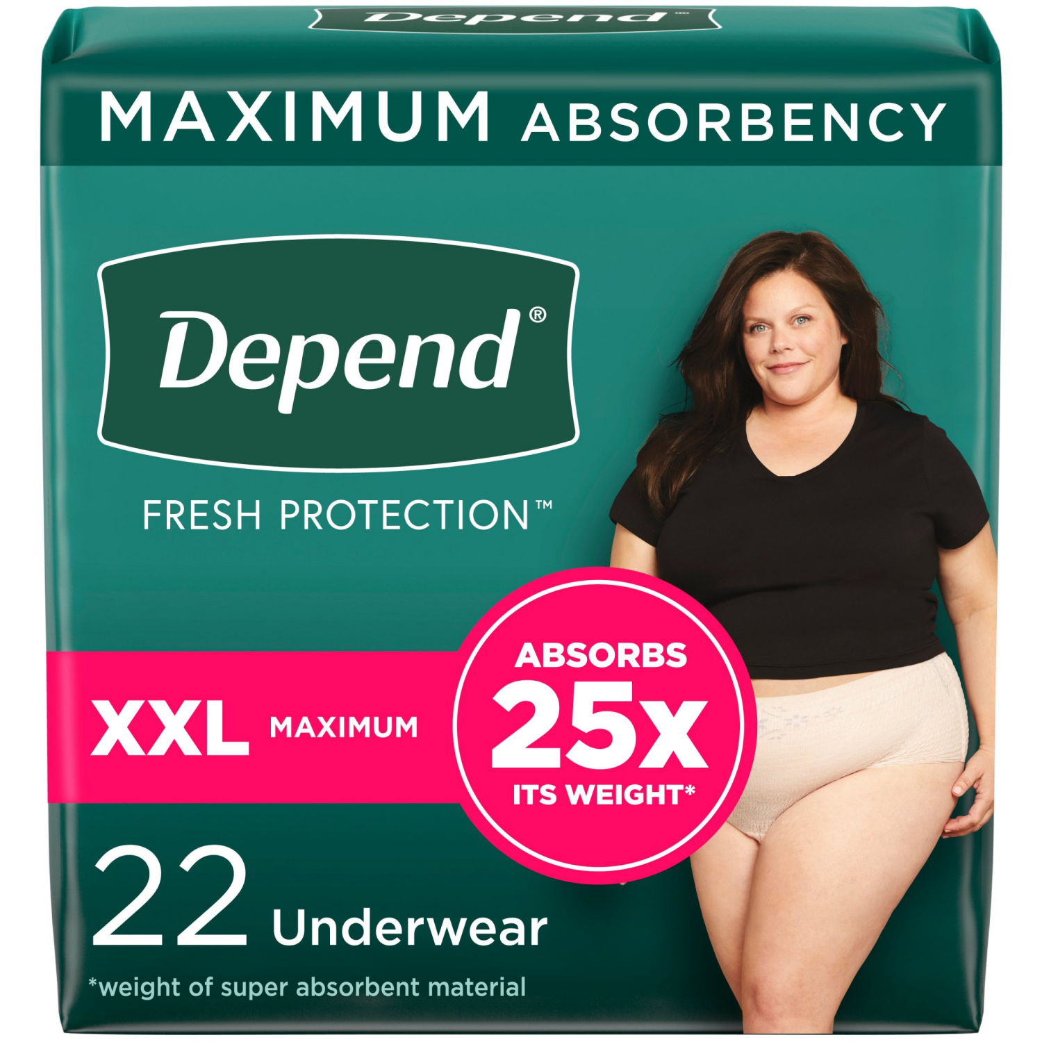 slide 1 of 8, Depend Fresh Protection Adult Incontinence & Postpartum Bladder Leak Underwear for Women, Disposable, Maximum, Extra-Extra-Large, Blush, 22 Count, 22 ct