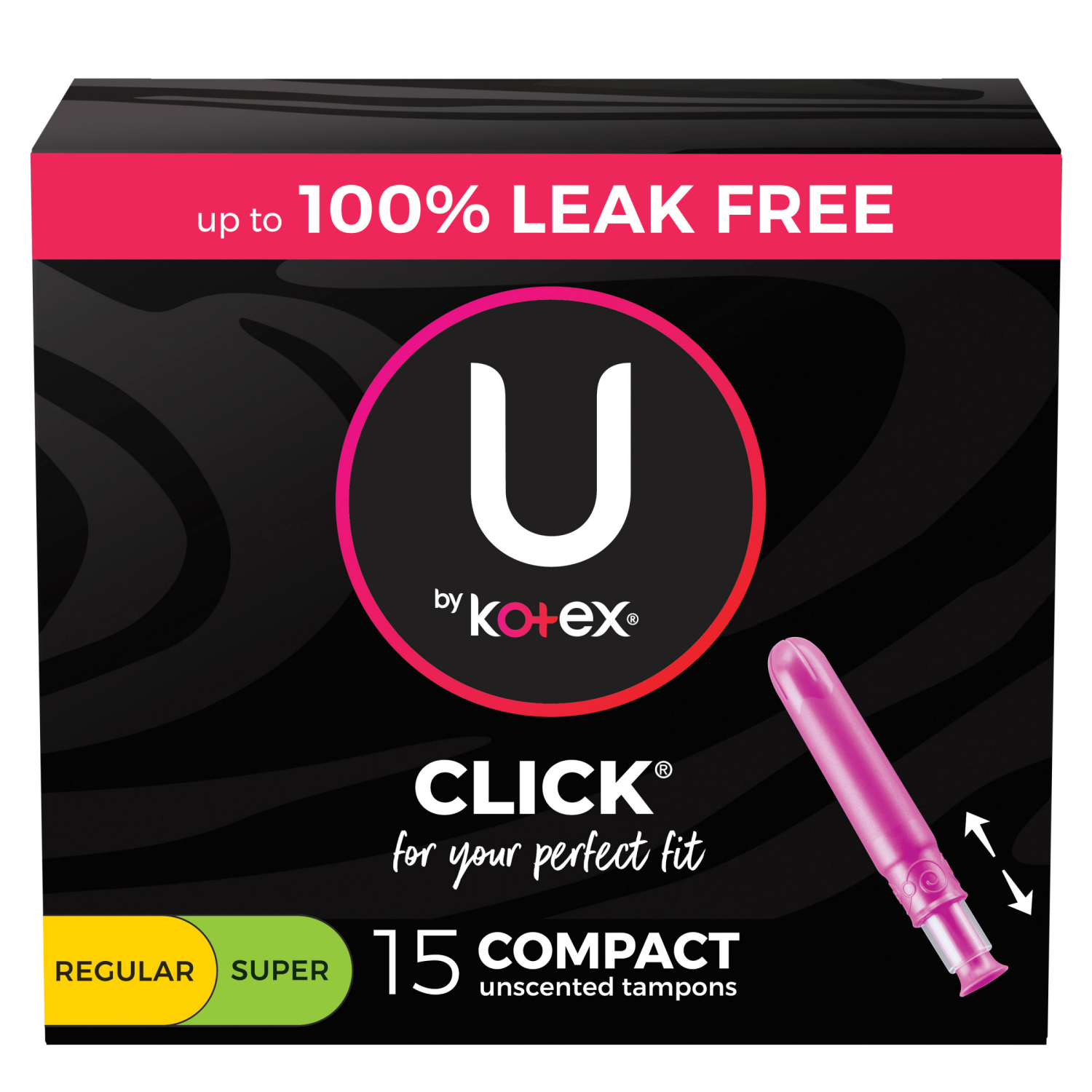 slide 1 of 8, U by Kotex Click Compact Multipack Tampons, Regular/Super, Unscented, 15 Count, 15 ct