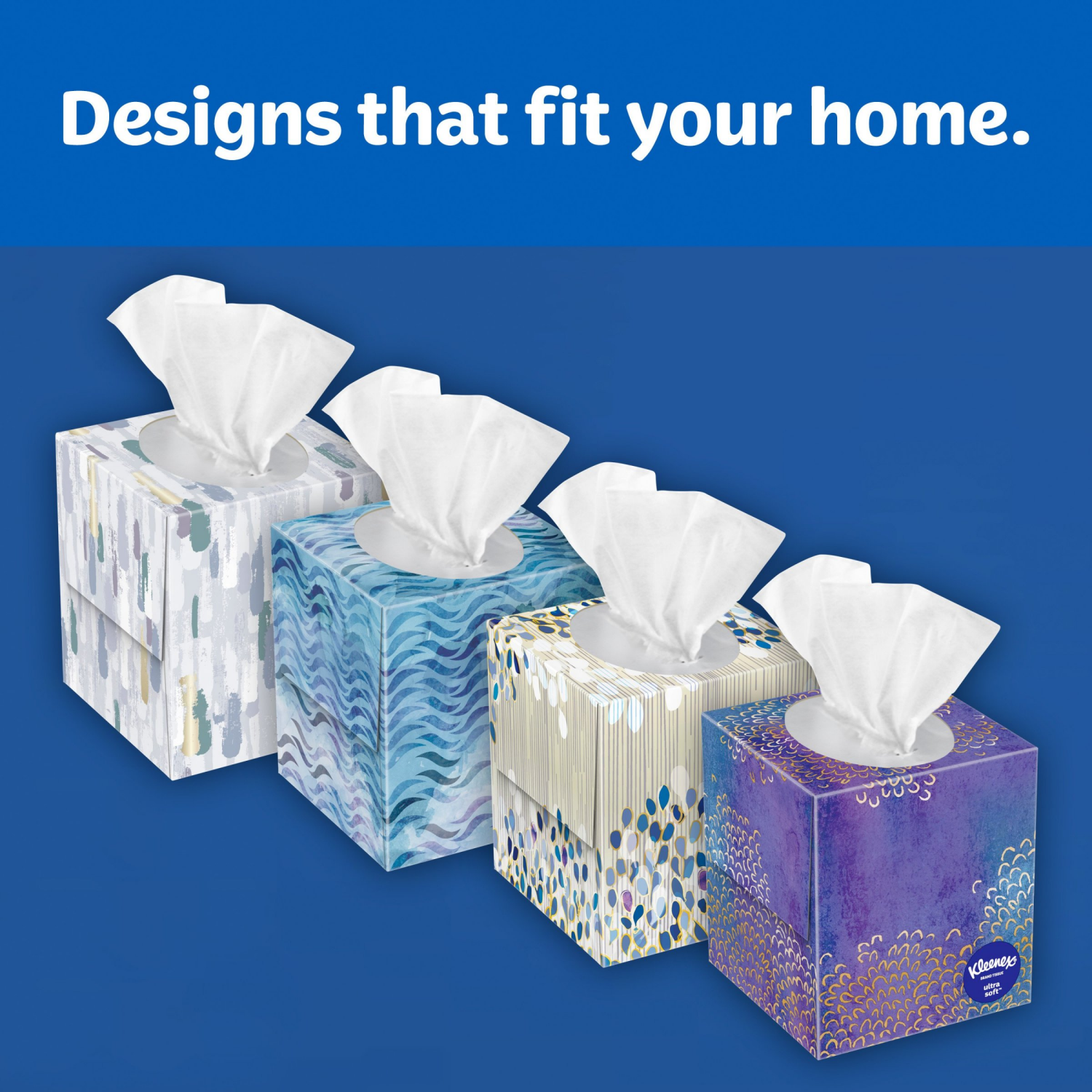 slide 2 of 8, Kleenex Ultra Soft Facial Tissues, 4 Cube Boxes, 60 Tissues per Box, 3-Ply (240 Total Tissues), 4 ct