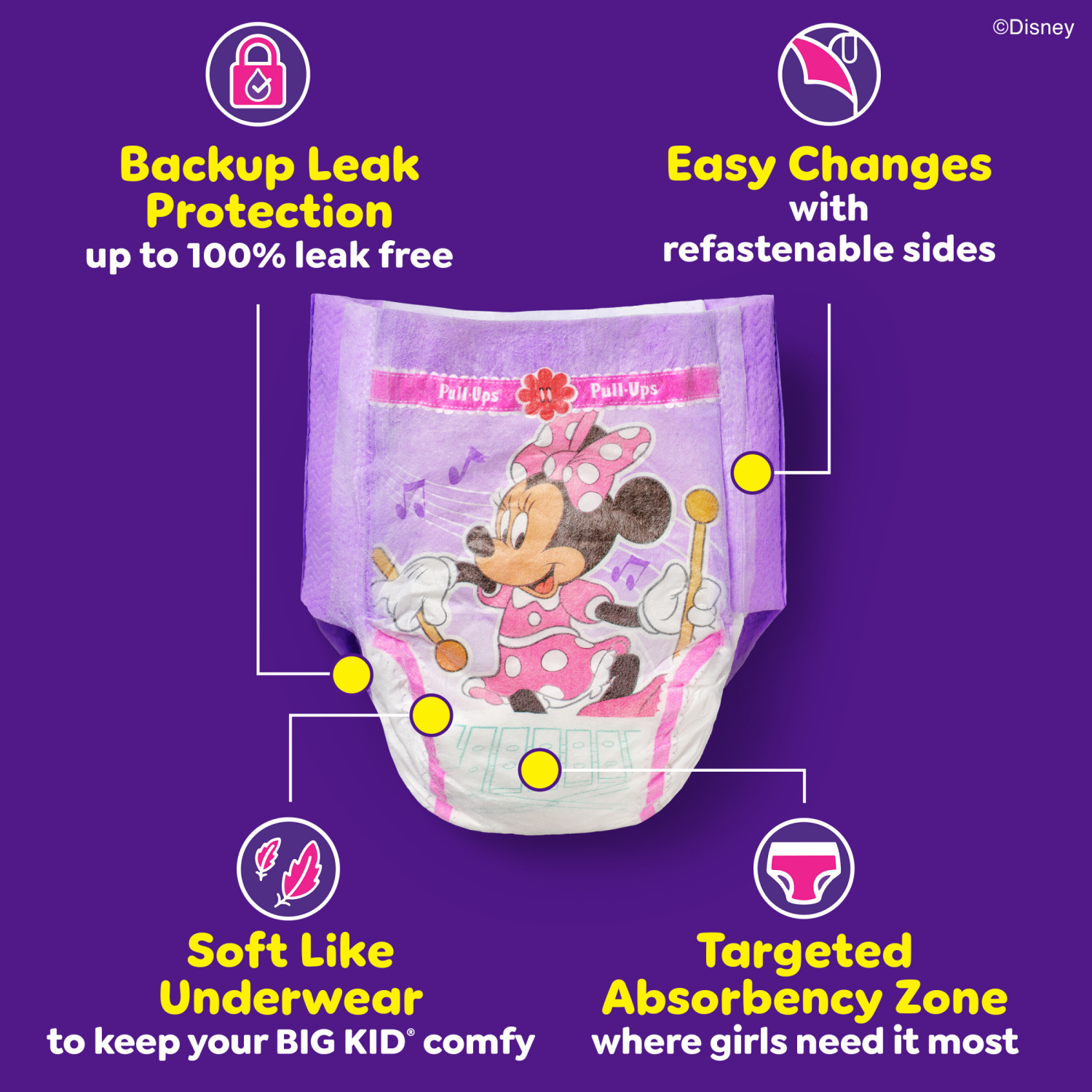 slide 7 of 8, Pull-Ups Girls' Potty Training Pants, 5T-6T (46+ lbs), 66 Count, 66 ct