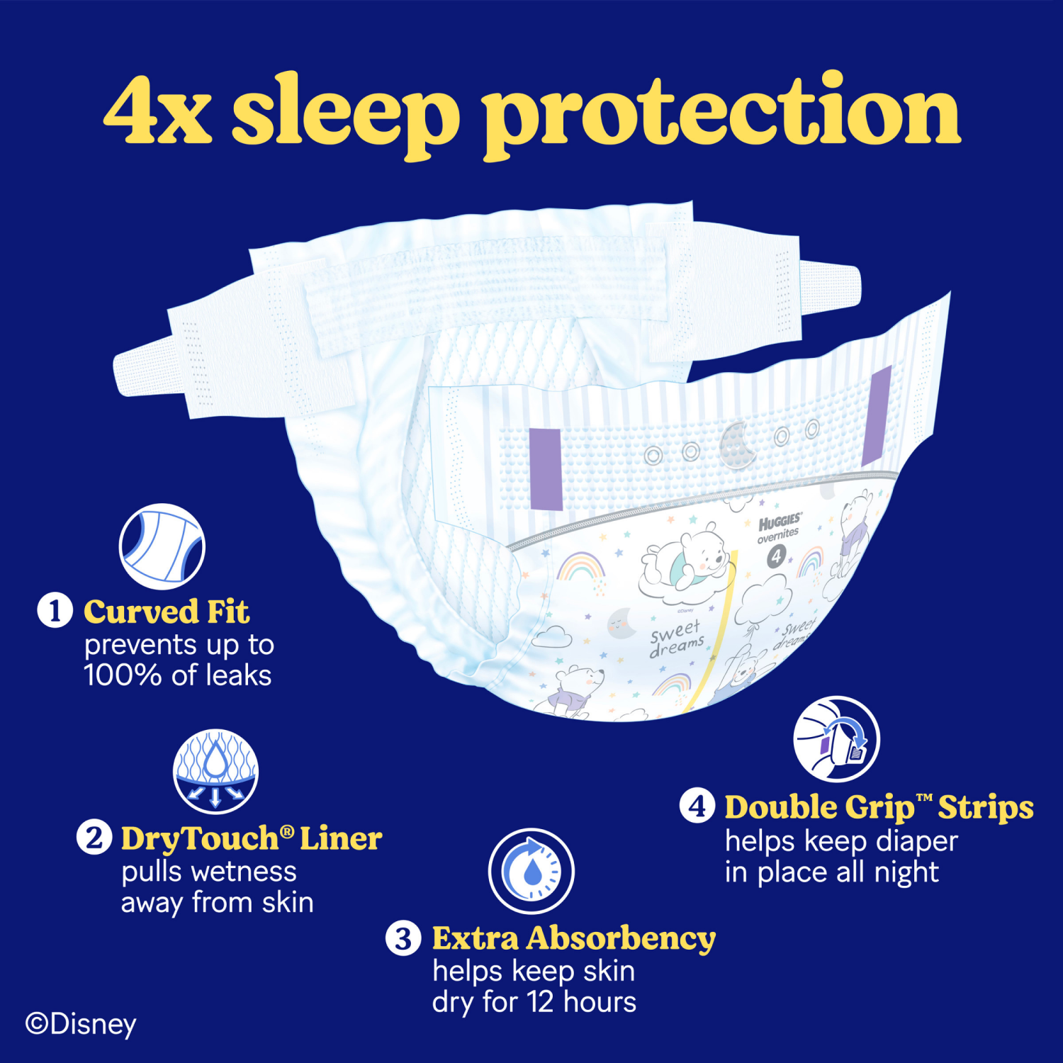 slide 3 of 8, Huggies Overnites Nighttime Baby Diapers, Size 7 (41+ lbs), 60 Ct, 60 ct