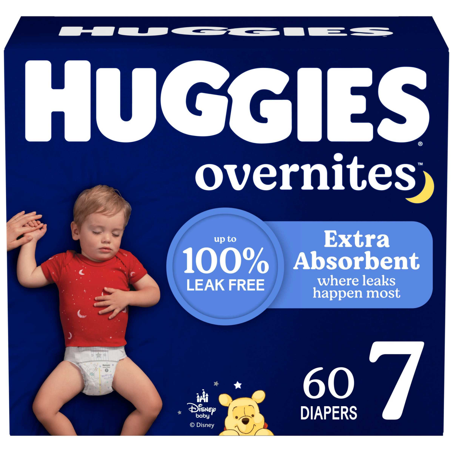 slide 1 of 8, Huggies Overnites Nighttime Baby Diapers, Size 7 (41+ lbs), 60 Ct, 60 ct