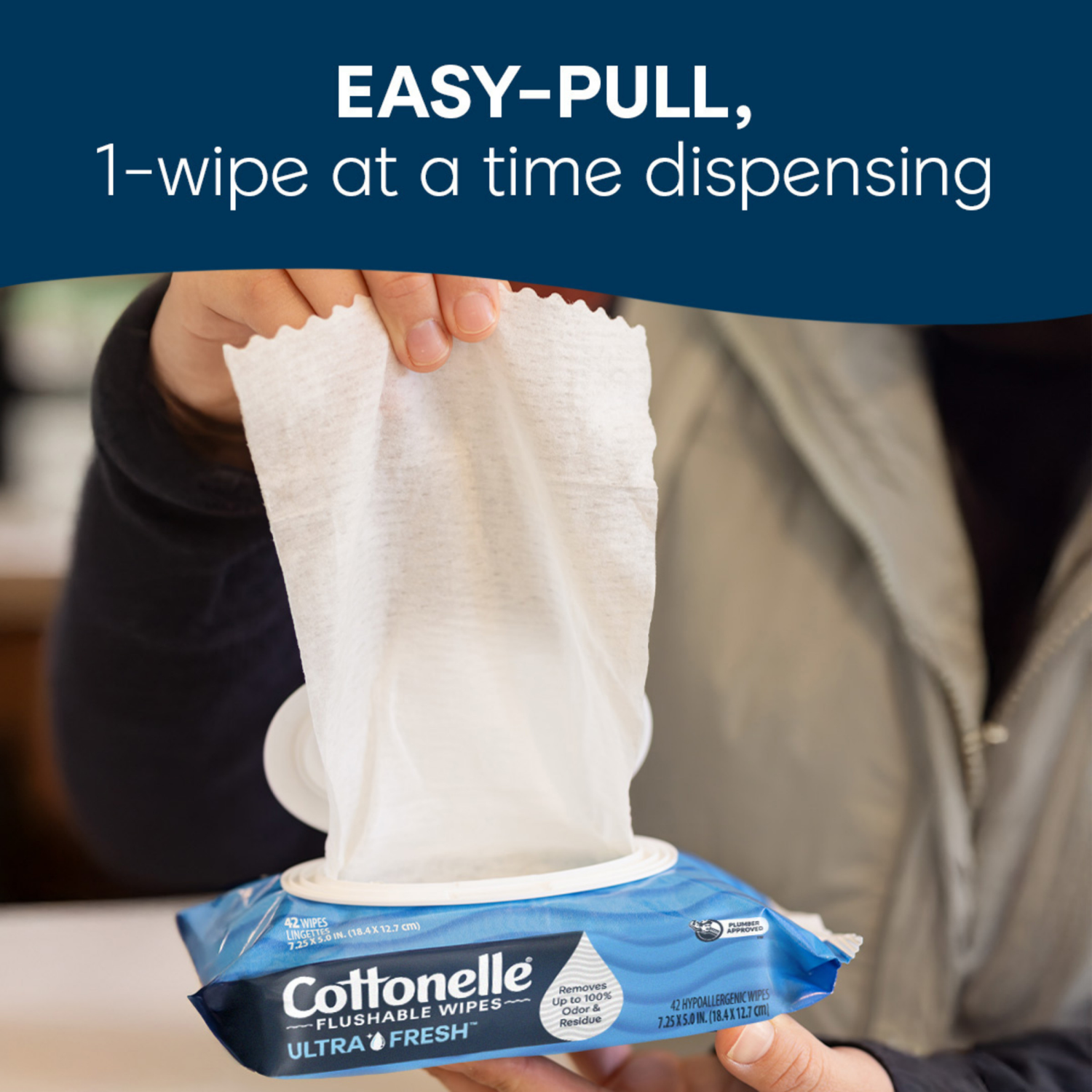 slide 3 of 7, Cottonelle UltraFresh Flushable Wet Wipes, Adult Wet Wipes, 1 Flip-Top Pack, 42 Wipes per Pack (42 Total Flushable Wipes), 42 ct