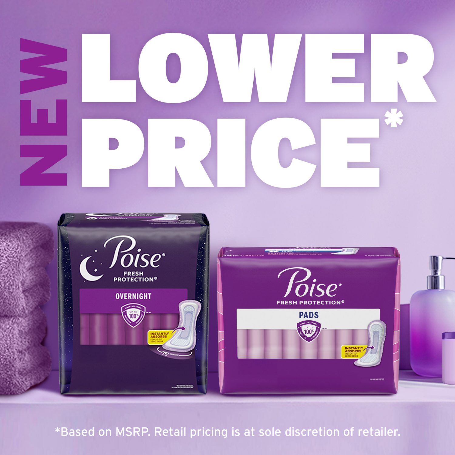 slide 6 of 8, Poise Overnight Incontinence & Postpartum Pads for Bladder Leaks, 8 Drop Extra Coverage, 36 Count, 36 ct