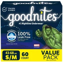 Goodnites Boys' Nighttime Bedwetting Underwear, Size S/M (43-68 lbs), 60 Ct
