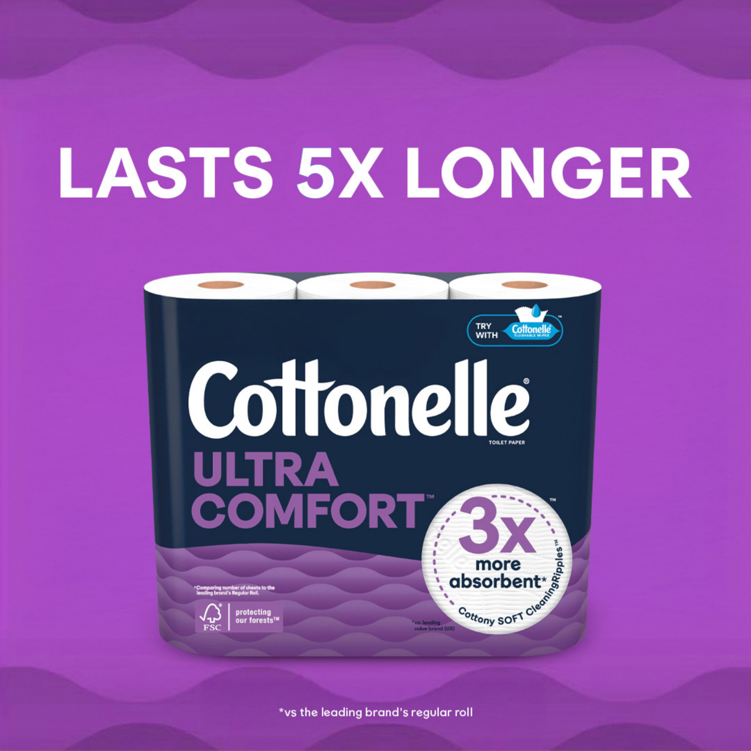slide 6 of 8, Cottonelle Ultra Comfort Toilet Paper, Strong Toilet Tissue, 12 Mega Rolls (12 Mega Rolls = 48 Regular Rolls), 244 Sheets Per Roll, 12 ct